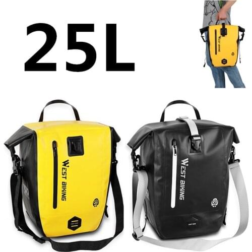 WEST BIKING 25L Waterproof Bicycle Carrier Bags MTB Mountain Bike Rear Tail Seat Rack Trunk Luggage Pannier Cycling Equipment