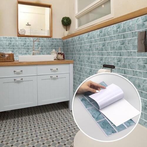 Traditional Chinese Color 3D Bathroom Waterproof Kitchen Oil-proof Wall Decals Decorative Tile Stickers Self-adhesive PVC