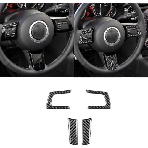 Carbon Fiber Steering Wheel Cover Trim Sticker Car Accessories Fit For Mazda MX-5 Miata 2009-15 MX5 Roadster