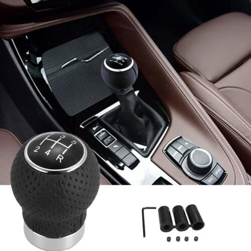 Universal Leather Manual Gear Shift Knob Shifter Stick Car Transmission Car Speed Lever Styling Manual Adapter 5/6 Accessor D2J1