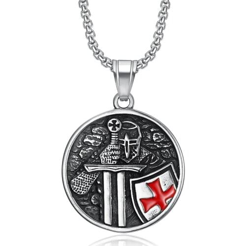Vintage Christian Knights Templar Cross Pendant Necklace 316L Stainless Steel Pendant for Men Viking Warrior Biker Party Jewelry