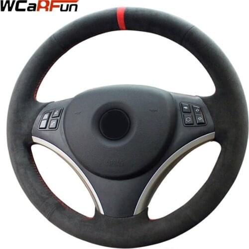 WCaRFun Hand-Stitched Suede Car Steering Wheel Cover for BMW E90 325i 330i 335i (No Drum kits )