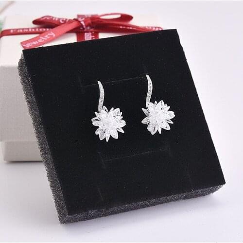 Independent design silver inlaid crystal ice flower tassel long earrings Fashion temperament all-match trend ladies jewelry
