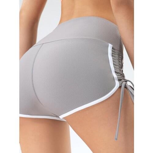 Women Yoga Pants Running Hip Hot Fitness High Waist Sports Drawstring Peach Shorts Yoga Clothing