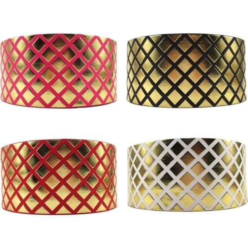 5Yards 3" 75mm Gold Foil Grosgrain Ribbon Tapes Fabric DIY Wrapping/Party/Hair Bow Decoration,5Yc2123