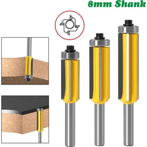 1pc OR 3PCS 8mm Flush Trim bit Z4 Pattern Router Bit Top & Bottom Bearing Bits Milling Cutter For Wood Woodworking