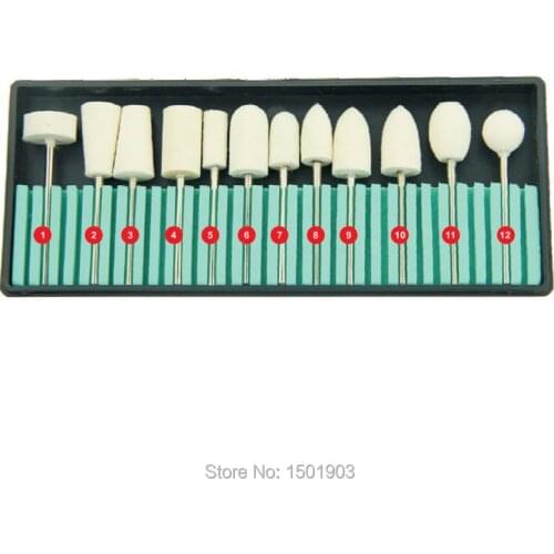 12pcs dental lab 2.35mm shank popular HP Felt Polishers kit DIY