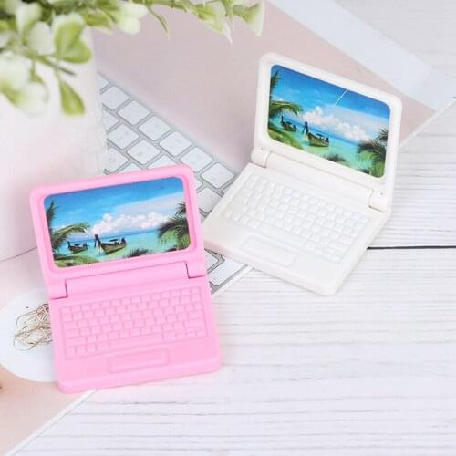 2Pcs/Set Simulation Mini Laptop Computer 1:12 Dollhouse Miniature Fashion Crafts