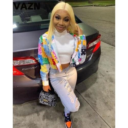 VAZN 2020 Hot Retro Parity Joker Sexy Young Overalls Daily Fashion Full Sleeve High Waist Women Slim Short Outwears