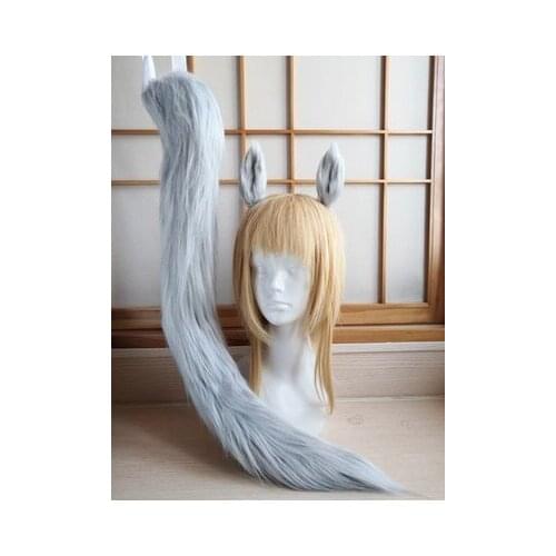 2021 Anime Pretty Derby Gold Ship Biwa Hayahide Curren Chan silver white Tail Ear Cosplay Accessorie Prop for Halloween