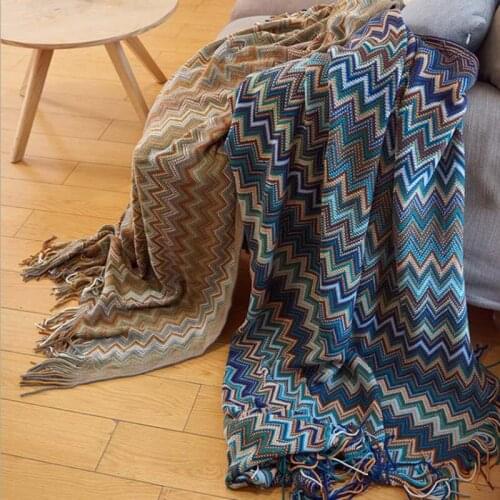 Bohemian Knitted Tassels Blanket happy nappers blanket and throws sofa blanket Bedspread on the bed
