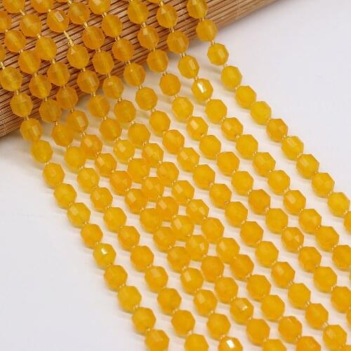 New Natural Faceted Stone Beads 8mm Irregural Shapen Loose Beads for Making Jewelry Necklace Length 38cm