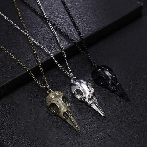 Chains Present Stereo Crow Head Skull Pendant Necklace Hip Hop Necklace Metal Cross Pendant Chain Necklace for Women Men Jewelry