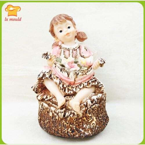 New 3d silicone silicone mold soap polymer clay cold porcelain candle mold — girl garland