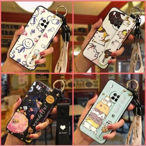 Dirt-resistant TPU Phone Case For Huawei Y9a Cover Kickstand Wristband Wrist Strap Fashion Design