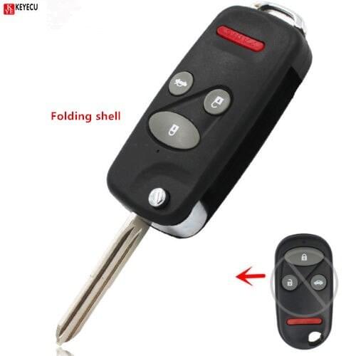 Keyecu 4 Button Folding Flip Remote Fob Key Shell Case for Insight Civic C-RV for Odyssey 2000-2003 for Old Honda S2000 Fob