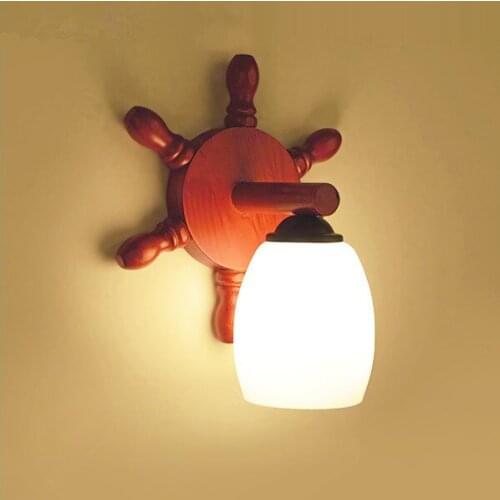 Chineses style retro red wood art wall lamps white frosted glass E27 LED lamp for bedroom&porch&stairs&pavilion&studio HXBD005