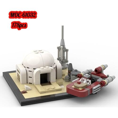 MOC hut and speeder building block set Desert Village Mos Eisley Interstellar series Tatooines Spaceport Childrens toys Gifts
