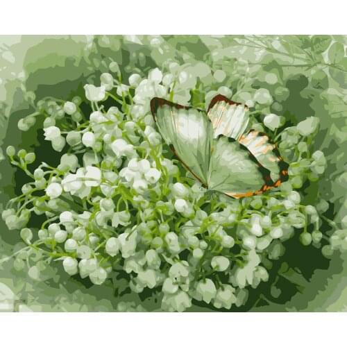 MaHuaf-j031 Painting by numbers flowers Lily of the valley butterfly Hand-painted Paint by number canvas painting for home Decor