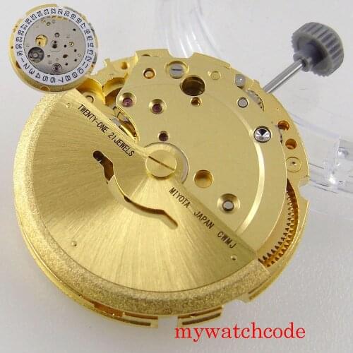 High Quality 21 Jewel Japan MIYOTA 8215 Mechanical Automatic Gold Color Watch Movement Date Wheel Stem Hot Sale Hack Second Stop