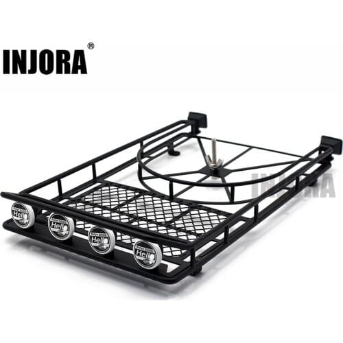 INJORA Metal Roof Rack Luggage Carrier with LED Light for 1/10 RC Crawler D90 Axial SCX10 SCX10 II 90046