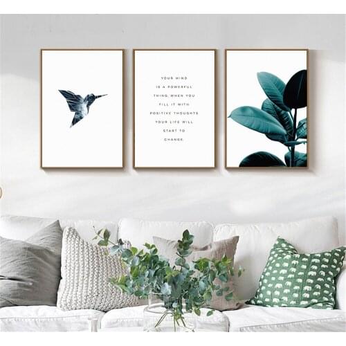 Sea Bird Feather Leaf Canvas Poster Print Nordic Style Wall Art Landscape Painting Decorative Picture Home Decoration for Bar