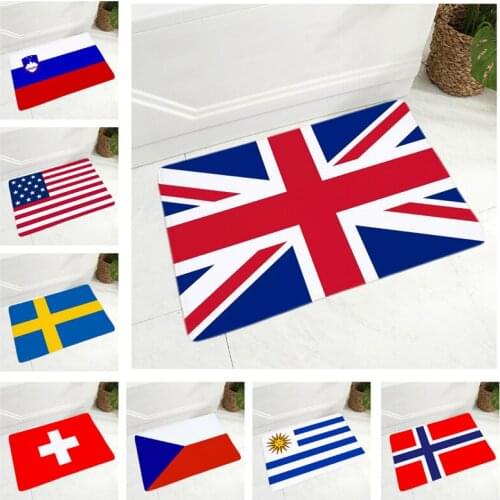 National Flag Doormat Decor Print Geometric Floor Door Mat Super Soft Flannel Non-Slip Doormat for Kitchen Bedroom 40x60cm