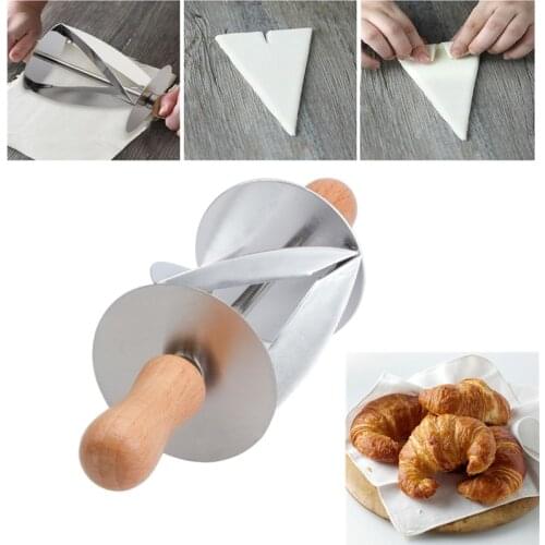 Stainless Steel Rolling Pin Dough Cutter Pastry Baking Croissant Bread Knife Kitchen Christmas Party Decorating Tools