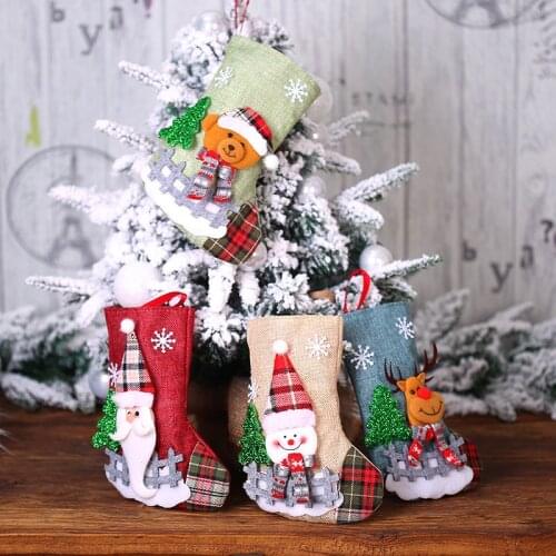 New Year Christmas Stocking Sack Xmas Gift Candy Bag Noel Christmas Decorations for Home Natal Navidad Sock Christmas Tree Decor