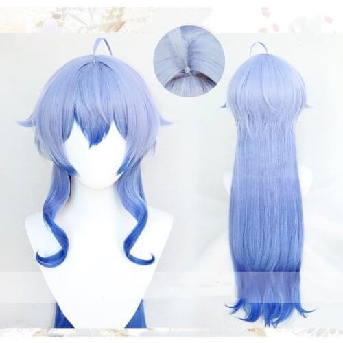 Game Genshin Impact Cosplay Halloween Ganyu Cosplay Wig Genshin Impact Gan Yu Cosplay Hair Heat Resistant Wigs + Wig Cap