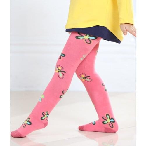 Suitable For 1-6 Years Old Early Spring Autumn Wear Thick Baby Pantyhose Cartoon Breathable Warm Terry Cloth Tight Flower Dance