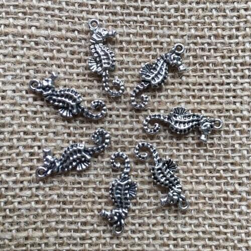 36 Pcs/lot 25x11mm Seahorse Charms for Jewelry Making Antique Silver Plated Pendant for DIY Necklaces Bracelets Earring A081