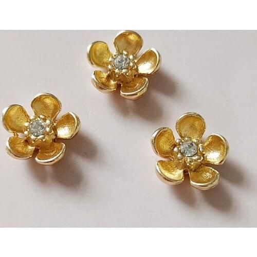 30 PCS 13mm Metal Alloy KC Gold Plated Flowers DIY Hand-made Material For Jewelry Making