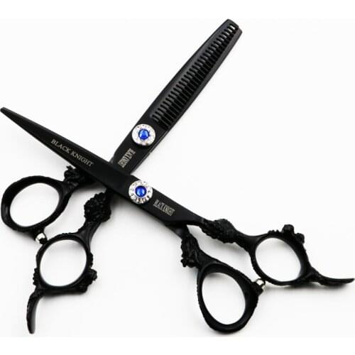 Professional Pet Dog Hair Scissors Black Dragon Handle 6 Inch Cutting and Thinning Scissors Pet Grooming Shears