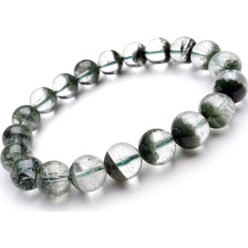 Drop Shipping 10mm Genuine Green Natural Phantom Quartz Bracelets For Women Female Stretch Crystal Round Bead Bracelet