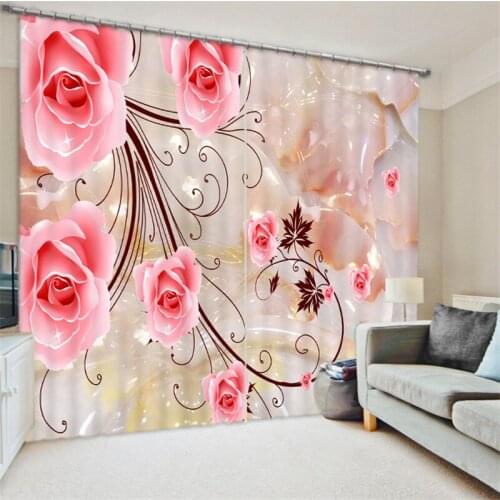 Luxury Lily carving 3D Blackout Window Curtains For Living room Bedding room Drapes Cotinas para sala Decorative