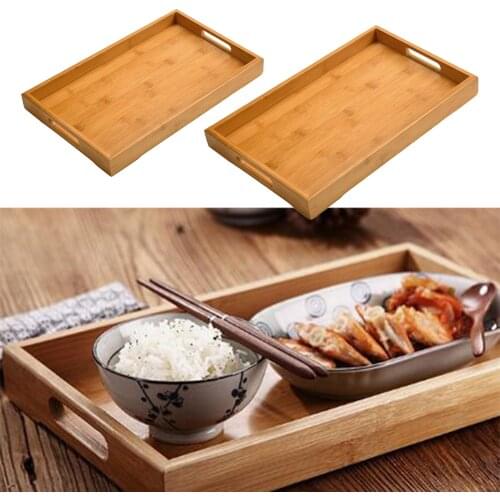 Serving Tray Bed Breakfast Dinner Table Wooden Platter with Handle 36x23x4cm