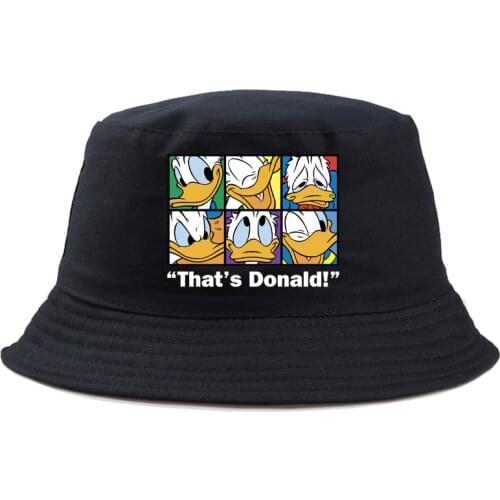 Disney Donald Duck Fishing Hat Double-sided Bucket Hat Summer For Kids Reversible Sun Hat Harajuku Panama Cap Man Women Fedoras