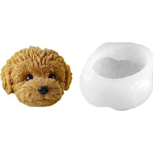 Cute Teddy Dog Head 3D Sitting Bear Aromatherapy Candle Mold Chocolate Mousse Cake Decoration Soap Making Silicone Mold 35A