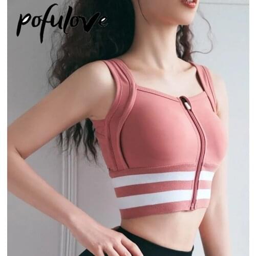 Sports Bras Women Tube Tops Sportswear Large Plus Size Lingerie Crop Top Front Zipper Fitness Gym Female Underwear Push Up Bra