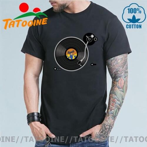 Tatooine Vintage Turntable Disc T shirt men Retro Vinyl Spinning Records T-shirt male Local EDM Festival Rock Music DJ Tee shirt
