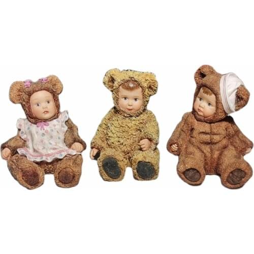 Three Cute Silicone Doll Molds For Newborn Baby Dolls Handmade Soap Candle Mud Birthday Wedding Decoration Cake Mold