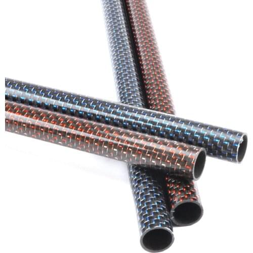 2PC/lot Gold /Blue /Red Customized Thread Carbon Fiber Tubes for RC Plane 500mm Length Glossy Surface Dia all kind NEW