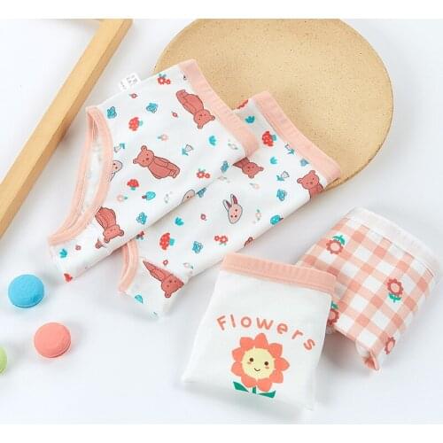 Children Girls Underwear Made of Pure Cotton Boxer Shorts Sunflower Paragraph Triangle Panties Kids Underwear Infant