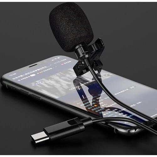 USB Type C Microphone Clip Tie Collar for Mobile Phone Speaking in Lecture Clip Vocal Audio Lapel Microphones Portable Clip-on