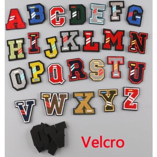 A-Z Letter Patches on Clothes Velcro Patch Military Biker Embroidery Clothing Sticker Applique 26pc Alphabet Diy Logo Brand Name