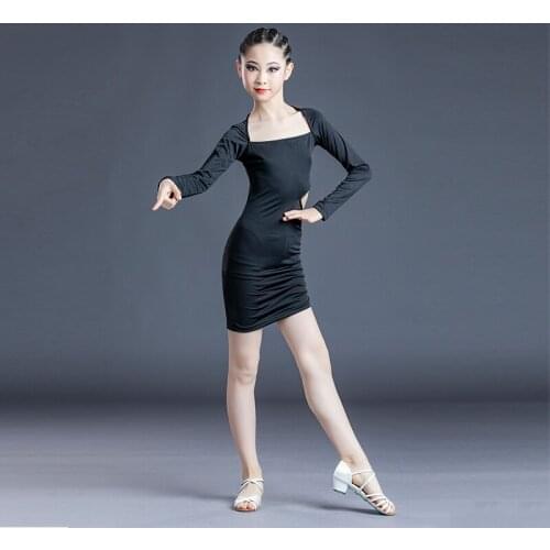 Dress Team Dance Costumes for Girls Latin Women Stage Performance Competition Hollow Out Long Sleeve Skirt Bodycon Professional