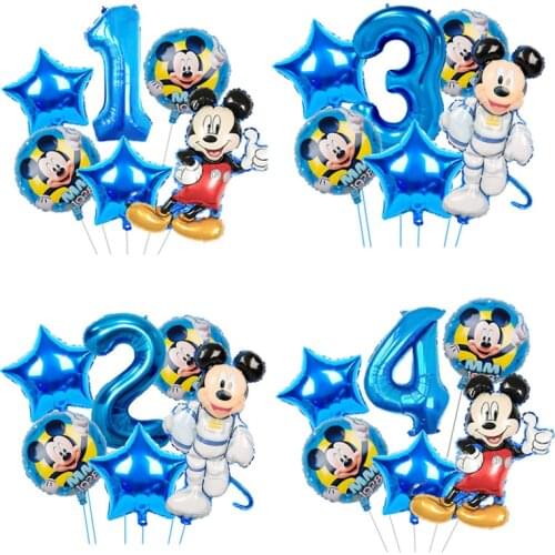 1set Disney Mickey Mouse Foil Balloons Mickey 1st Birthday Party Decorations Kids Helium Balls Number 1 Globos Baby Shower Toys