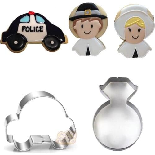 1pcs patisserie reposteria Cop Car Stainless Steel Metal Cookie Cutter Fondant Cake Decor Tools Cupcake Biscuit Pastry Shop DIY