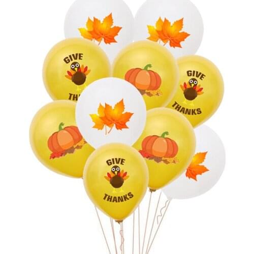 10pcs/lot 12inch Give Thanks Maple Leaf Turkey Pumpkin Balloons DIY Latex Ballons Happy Thanksgiving Party Home Bar Decor